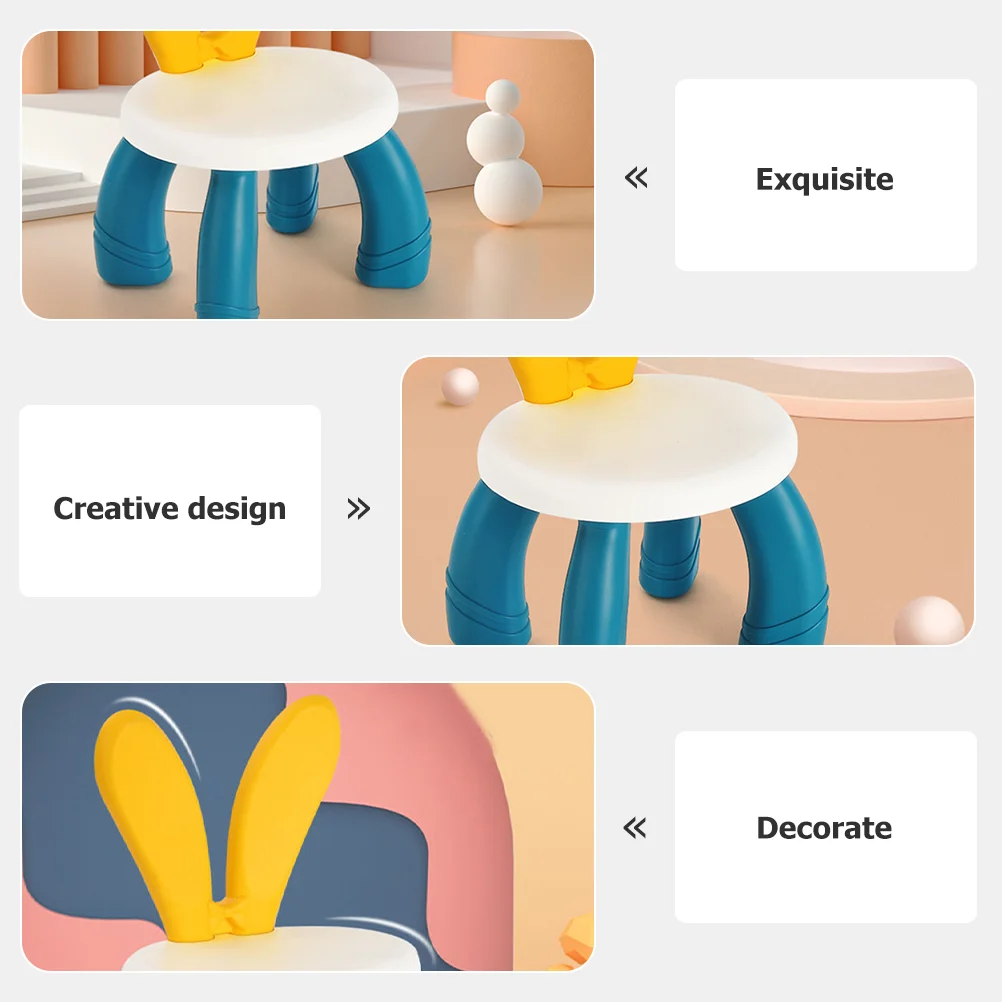 Taburete antideslizante adecuado para niños sillas para niños taburete de plástico antideslizante Orejas de conejo encantador jardín de infantes