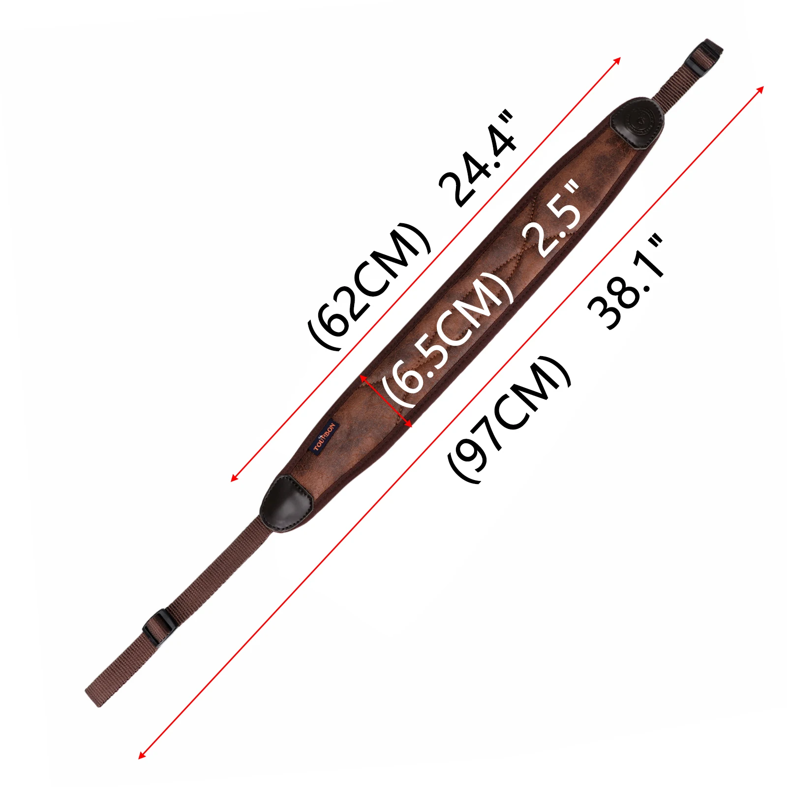Tourbon Jagdgewehr Sling Gun Schultergurt gepolstert Neopren gummiert rutschfester Gürtel Pistolenzubehör angepasst 62-97CM