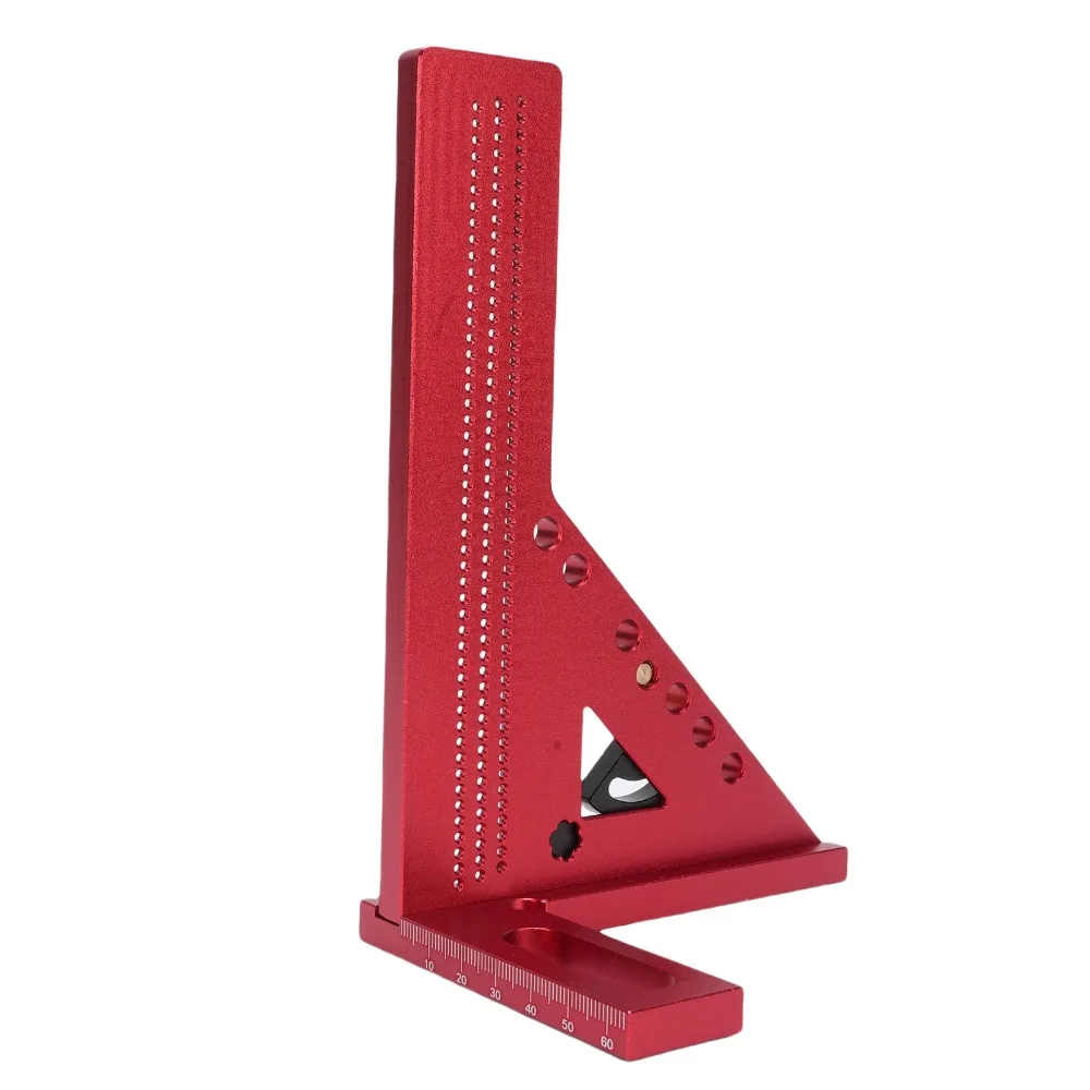 0-180° Adjustable Measuring Square Ruler Anodized Finish Red And Black Color Adjustable Angle Ruler Multi Angle Angle Pin