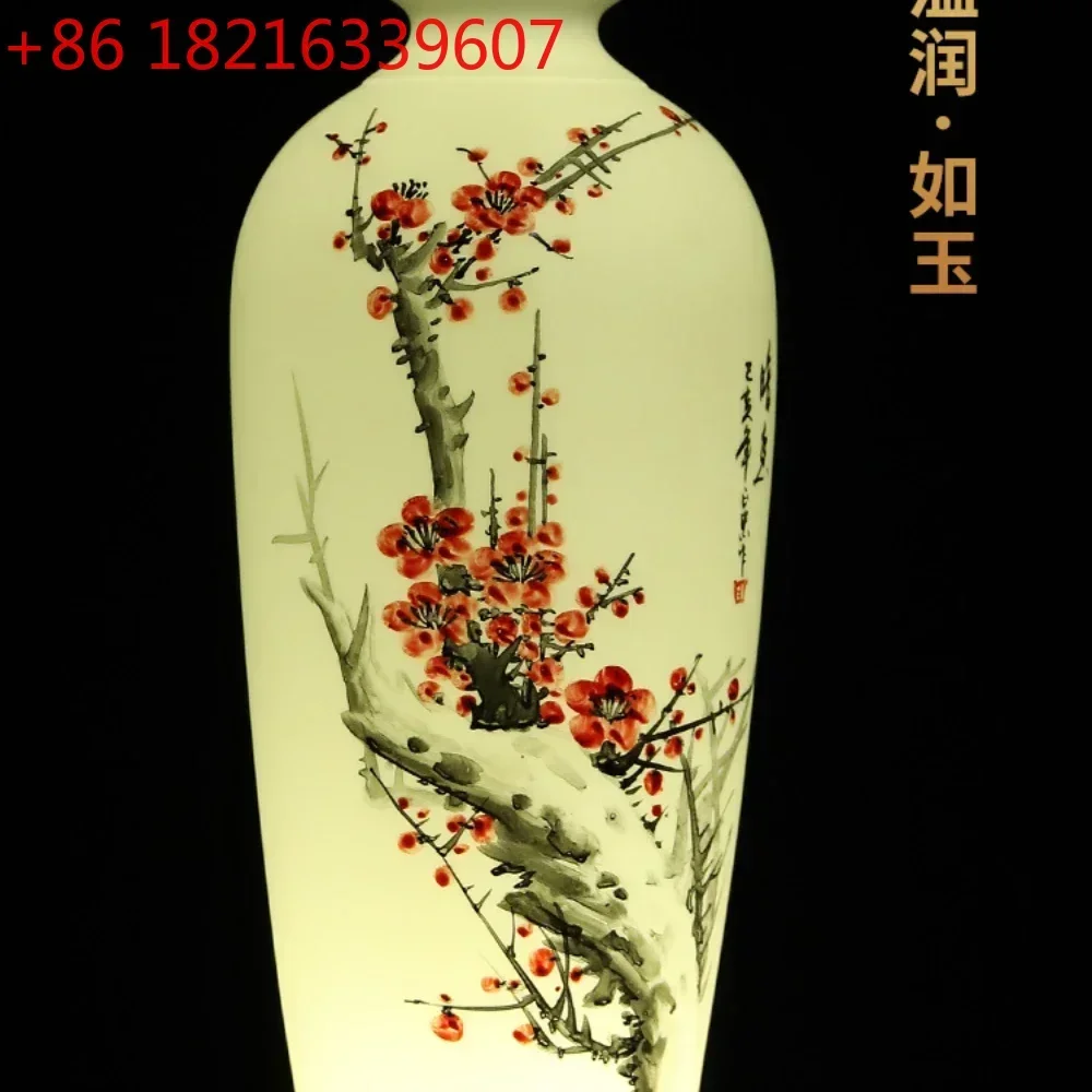 White Jade Porcelain Hand Painted Vase Decoration Home Decoration Porcelain Bottle Antique Shelf
