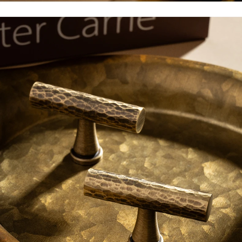 Hand-hammered antique brass cabinet handle 9
