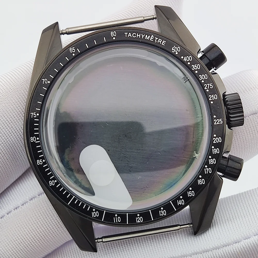 40mm men's watch case VK63 movement watch case sapphire glass waterproof case suitable for 32.5mm dial case black case