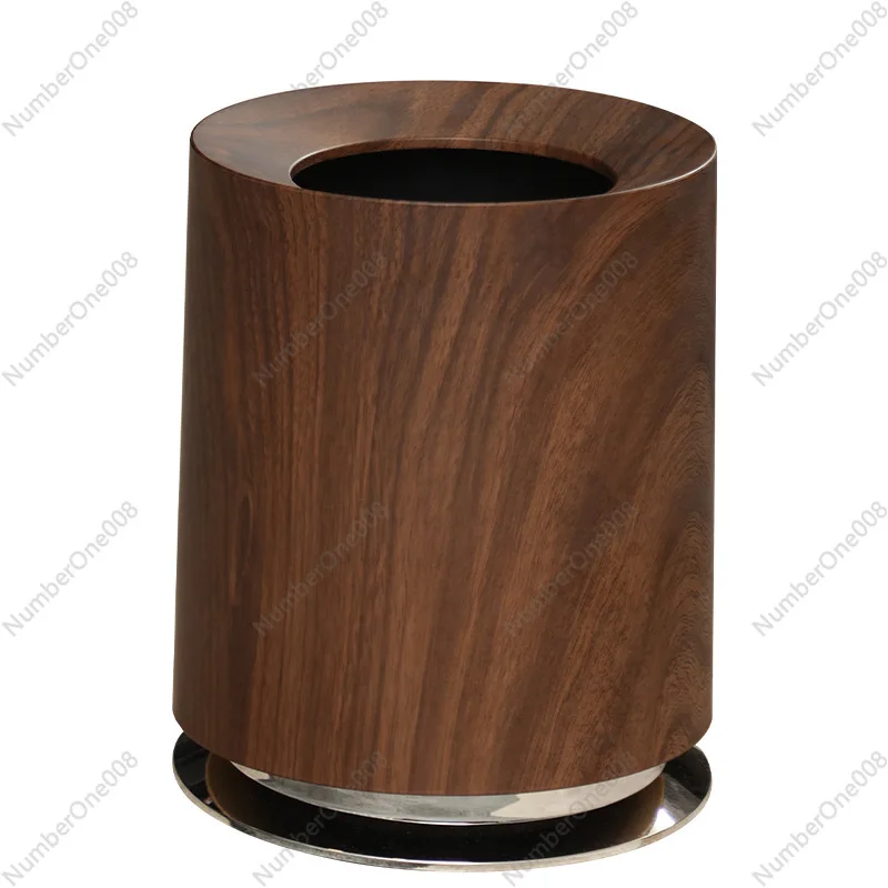 Large Trash Can Household High-end Bedroom Living Room Bathroom Trash Can Creative Imitation Wood Grain Double Bucket Trash Can