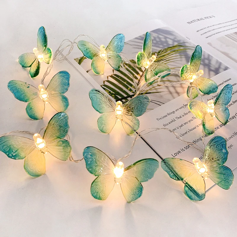 1.5M Butterfly LED Fairy Light String Garland Girls Butterfly Brithday Party Wedding Spring Home Decorations Kids Christmas Gift