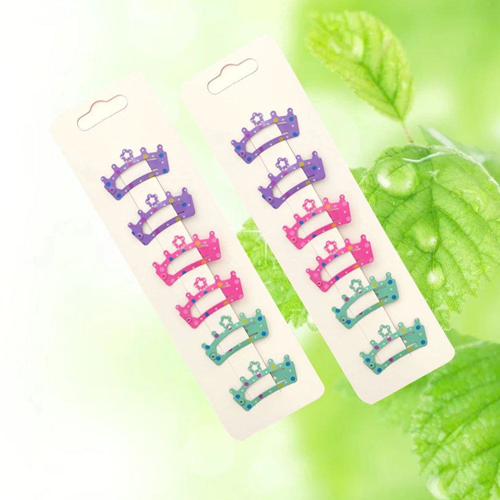 

12Pcs Crown Hair Clips for Girls Metal Snap Barrettes Kids Hair Accessories Colorful Elegant Clips for School Party Birthday