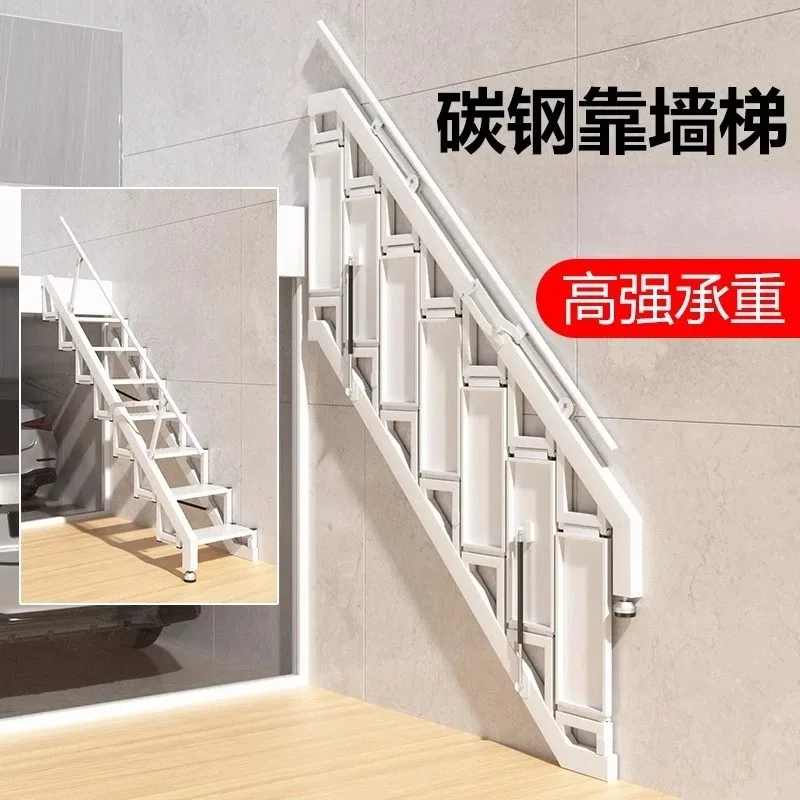 Wall Folding Stairs Carbon Steel Welded Expansion Screw Fixed Loft, Garage Compartment Indoor and Outdoor Ladder for Home Office
