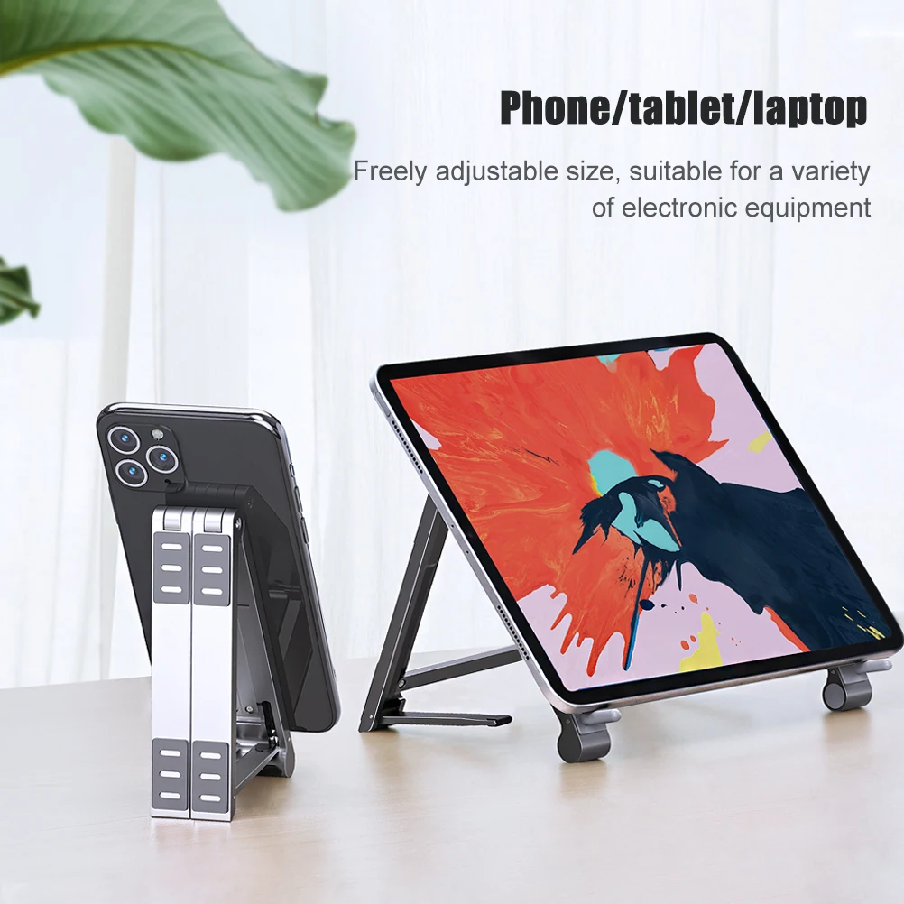 Oatsbasf Mini Laptop Holder Aluminum Adjustable Phone Stand For Macbook Pro Air iPad Notebook Tablet Holder 3 in1Portable Stand