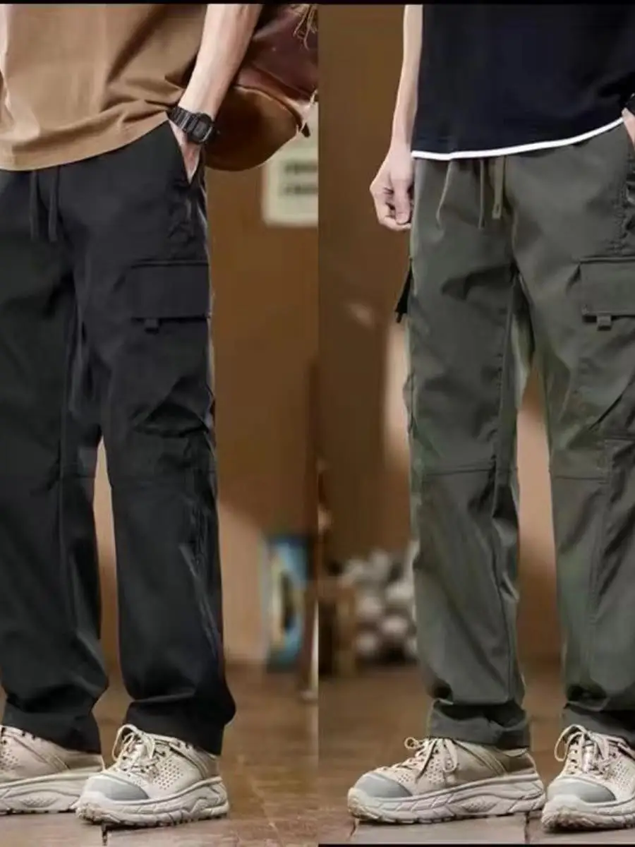 

Spring Autumn Men's Cargo Pants American Style Straight Leg Thin New Loose Casual Trousers Workwear Sweatpants