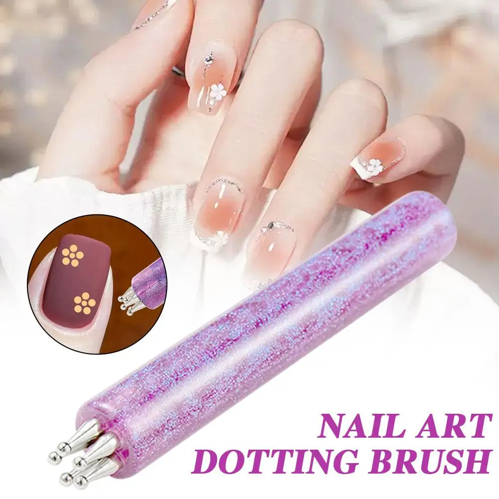 Nail Art Pen Multi Needle Tip Stainless Steel Glitter Resin Body Light Purple Easy Design for Manicure DIY Beauty Tool