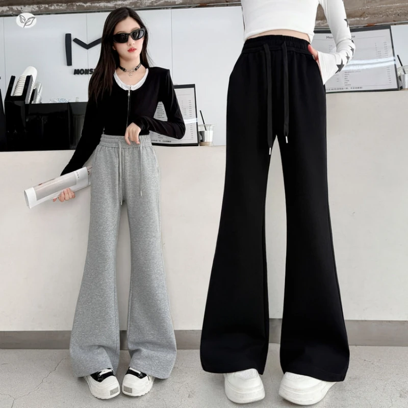 

Хлопковые расклешенные брюки для девочек, спортивные брюки-клеш, детские длинные брюки-копыта, новые поступления весны и осени 2025 года.