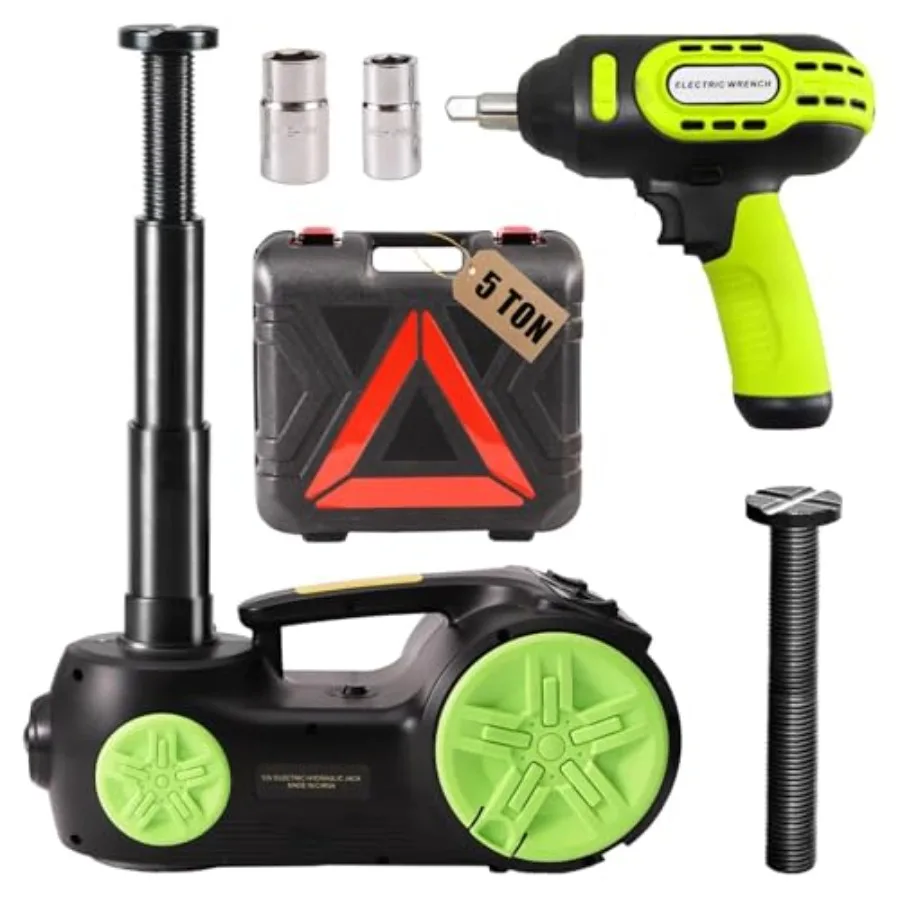

5 Ton 12V Electric Hydraulic Car Jack Kit with Impact Wrench and Tire Inflator Pump for SUV Sedan Truck Repair Portable Floor J