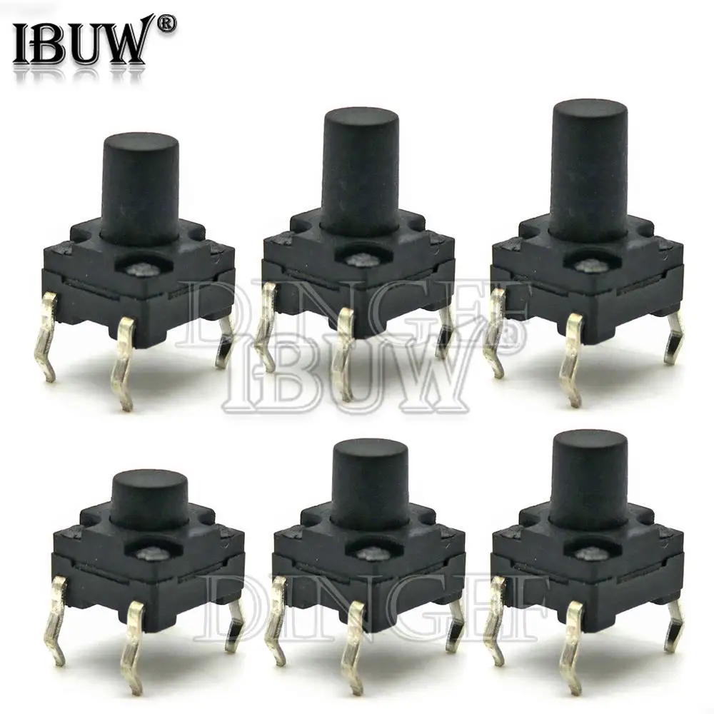 20PCS 6x6mm Panel Waterproof Tact Switch 6x6x4.3 5 6 7 12 MM Dustproof Switch 4Pin DIP Micro Buttons 6*6*4.3MM 5MM 6MM 7MM 8MM