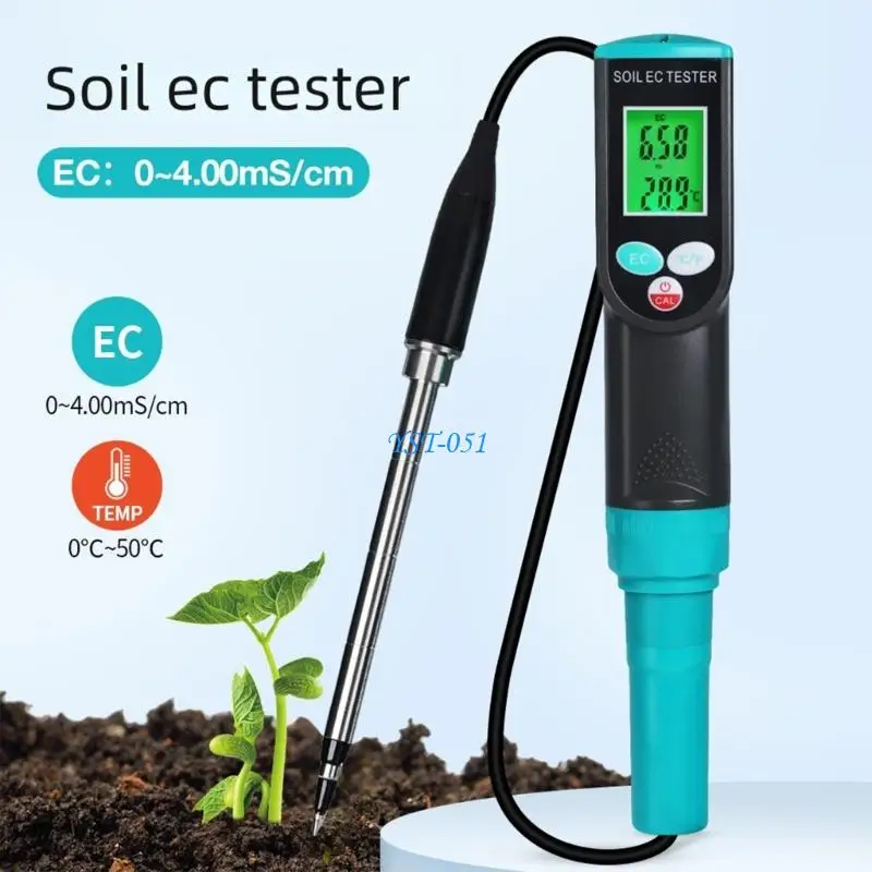 E15A Digital Soil Electrical Conductivity Analyzers Temperature Monitors Plant Growth Conditions With Backlit Portable