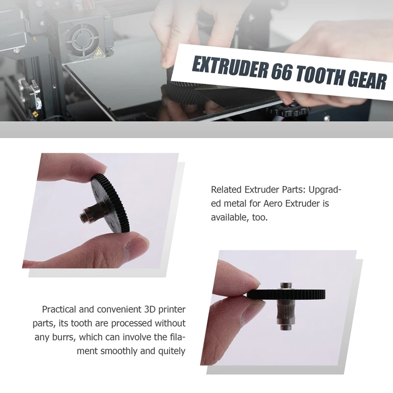For Artillery Sidewinder X1 Extruder Gear With 66-Tooth Stainless Steel And Plastic For Aero Extruder Feed Gear