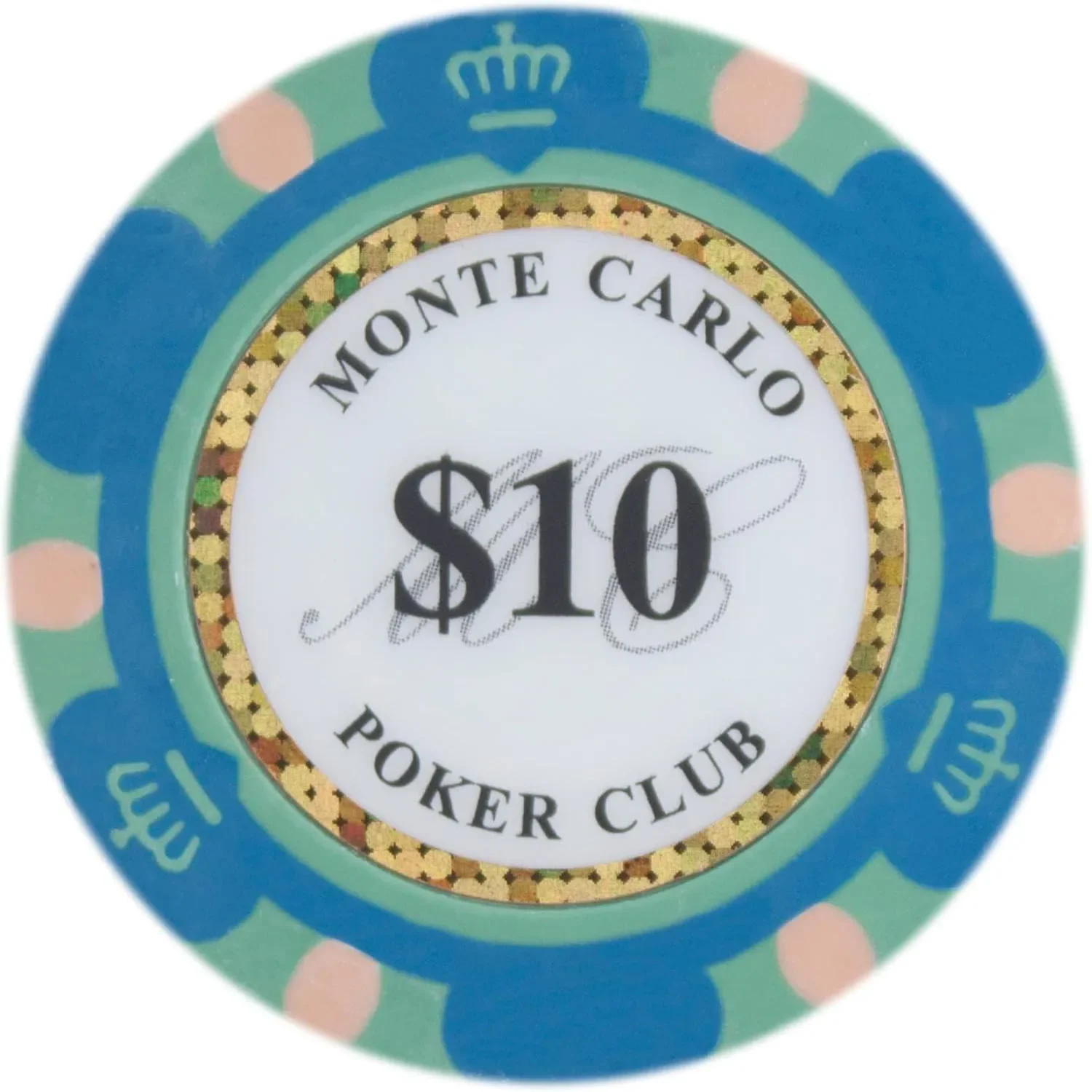 Monte Carlo Premium Poker Chips (50-Pack) Heavyweight 14-Gram Clay Composite ($10 Blue)