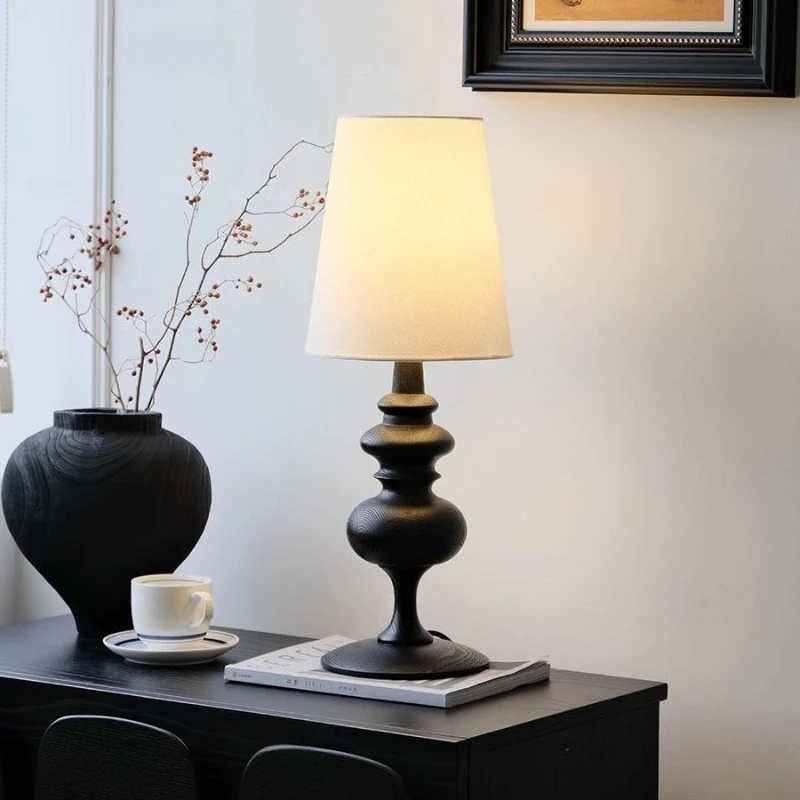 

Danish Retro Wooden Floor Lamps Minimalist Fabric Lampshades Bedroom Bedside Study Living Room Home Decor Warm LED Table Lights