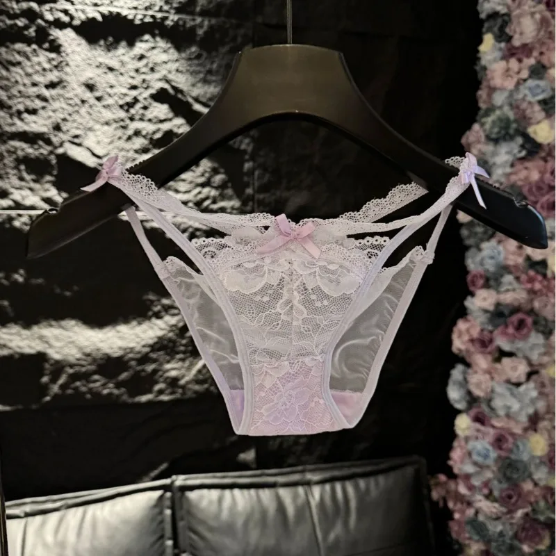 

Трусы Pure Desire для девочек с кружевной отделкой и бантом Allure, треугольные скрещенные тонкие трусы с тонкими бретелями и женственное очарование, сексуальные и удобные