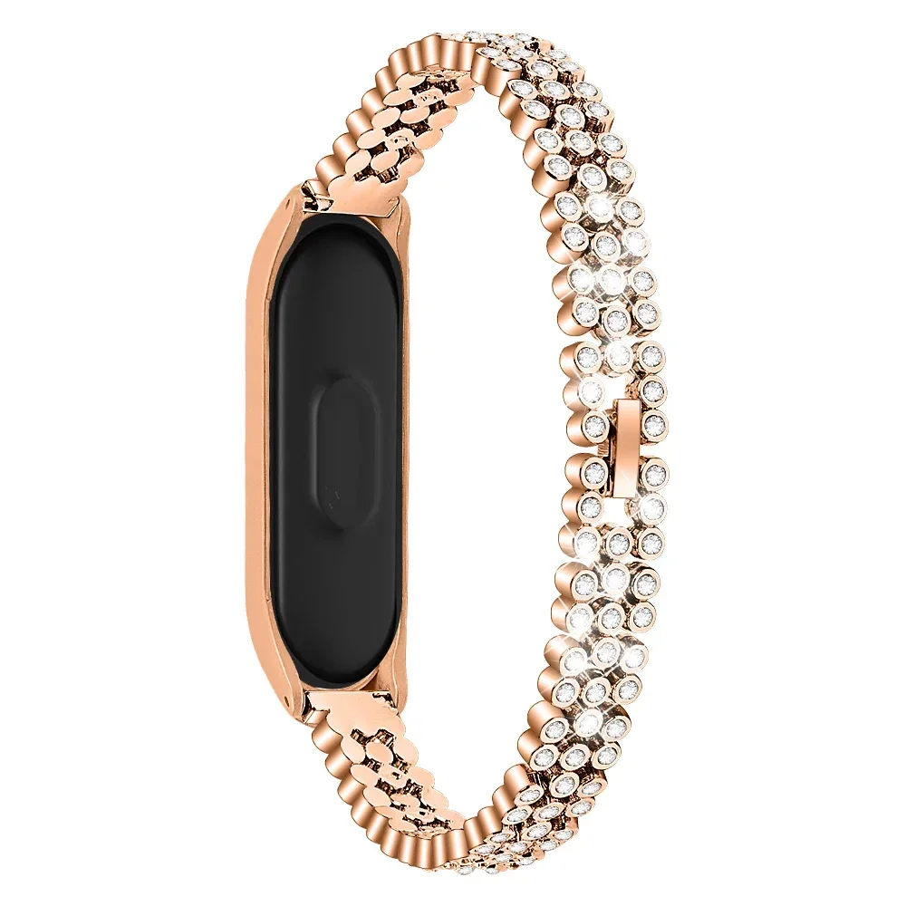 Watch Strap for Xiaomi Mi Band 8 7 6 5 4 3 Wristband Women Diamond Metal Bracelet Wrist Straps MiBand 3 4 5 6 7 8 Accessories