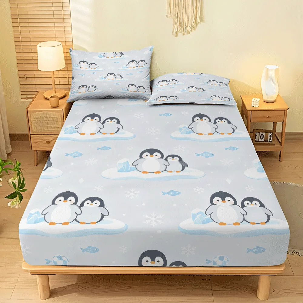 The Latest 3-Piece Mattress Protector Set, Neutral Aesthetic Style 2D Printed Fitted Sheet Set, Mattress Cover, Minimalist Style, Suitable for Christmas, Birthday Parties, Mattress Cover for All Seasons, Machine Washable, Suitable for Home, Dormitory, Master Bedroom, Guest Room, Soft and Skin-Friendly, Dust-Proof and Mite-Proof, High Elasticity Fit