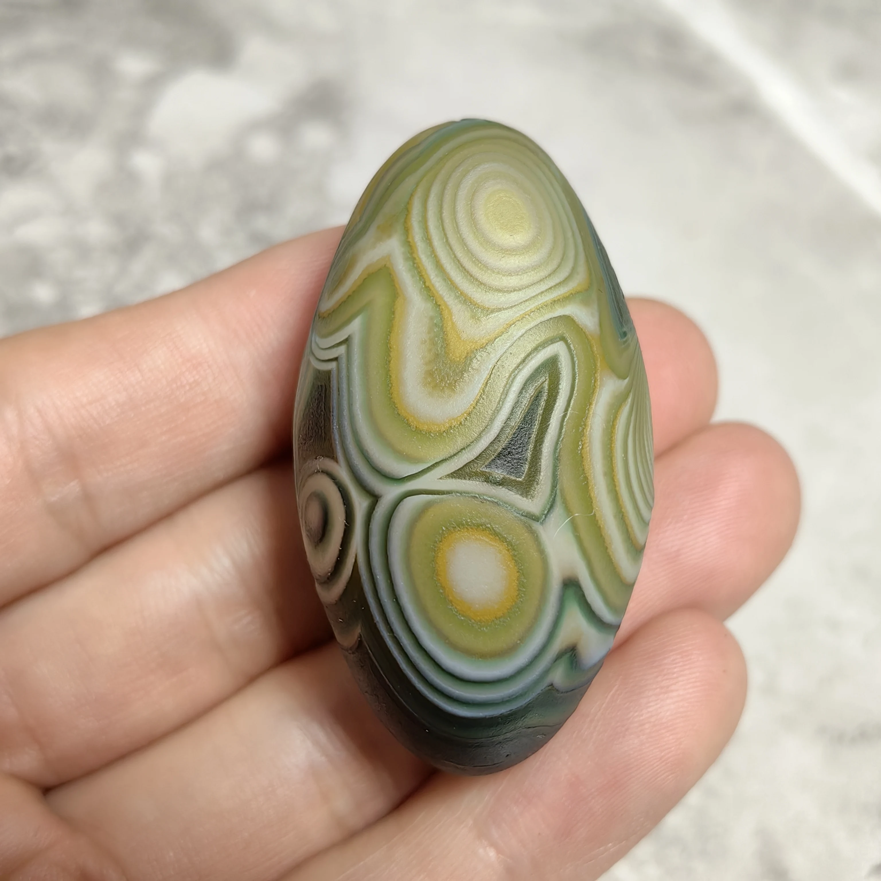 Flower Eye Agate Dzi Bead with Silk Eye Pattern for Stress Relief, Energy Work, Reiki Healing Meditation, DIY Jewelry Decoration