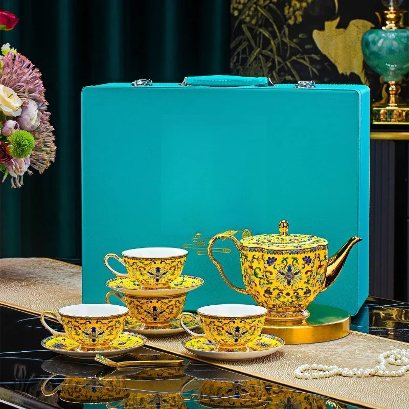 

household bone china mug, high-end exquisite afternoon tea cup, saucer and spoon set, lake blue.