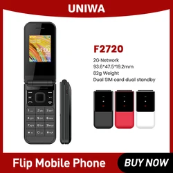 UNIWA F2720 Flip Mobile Phone Dual SIM card Push-Button Phone 1.77 inch Wireless Radio Loudspeaker EnglishKeyboard
