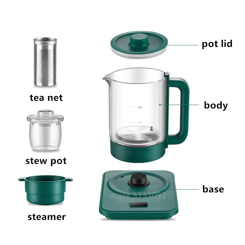 Household 1.5L Health Pot Automatic 220V Electric Kettle Glass Temperature Control Tea Pot Electric Boiling Kettle