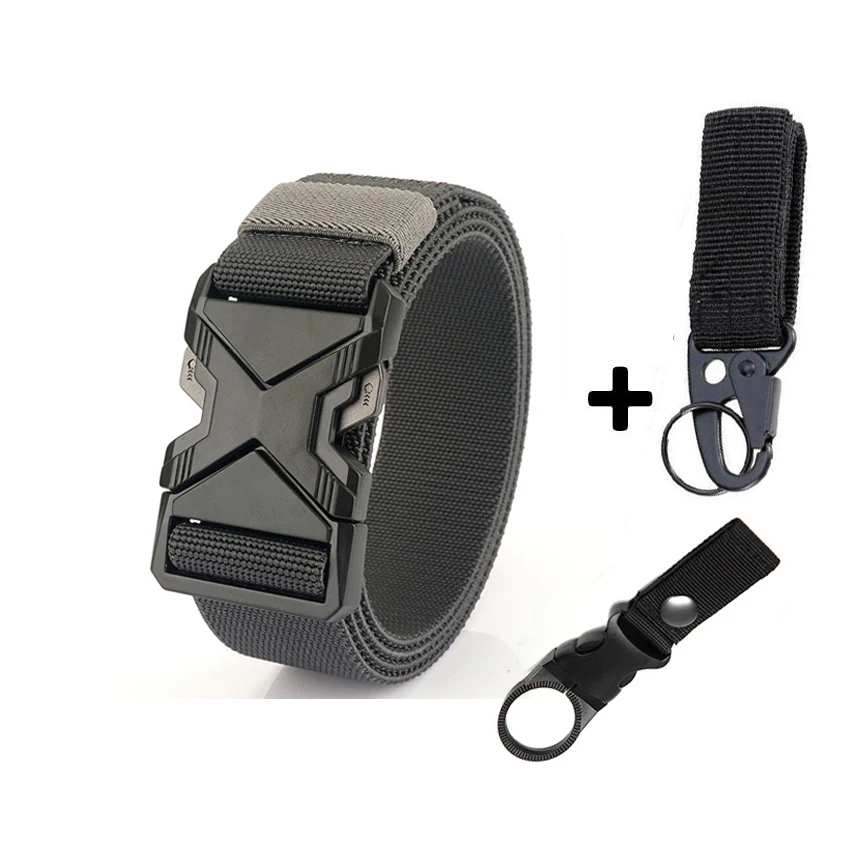 New Quick Release Metal Pluggable Buckle Tactical Belt Breathable Elastic Military Belts For Men Stretch Pants Waistband Hunting