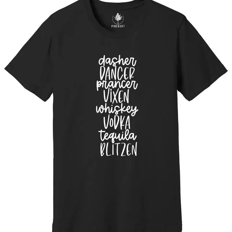Christmas Shirts, Dasher Dancer Prancer Vodka Tequila Shirt, Funny Christmas