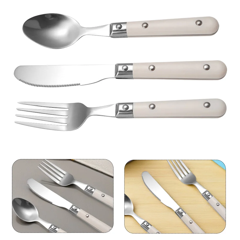

1 Set Stainless Steel Tableware Spoon Fork Cutter Set For Home Restaurant Hotel Use Housewarming Gift Simple Style Cutlery