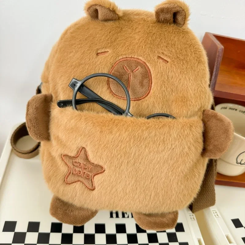 

Fall Winter Girls Cartoon Capybara Crossbody Bag Kids Capybara Plush Mobile Phone Small Square Bag Commuter Durable Chest Bag