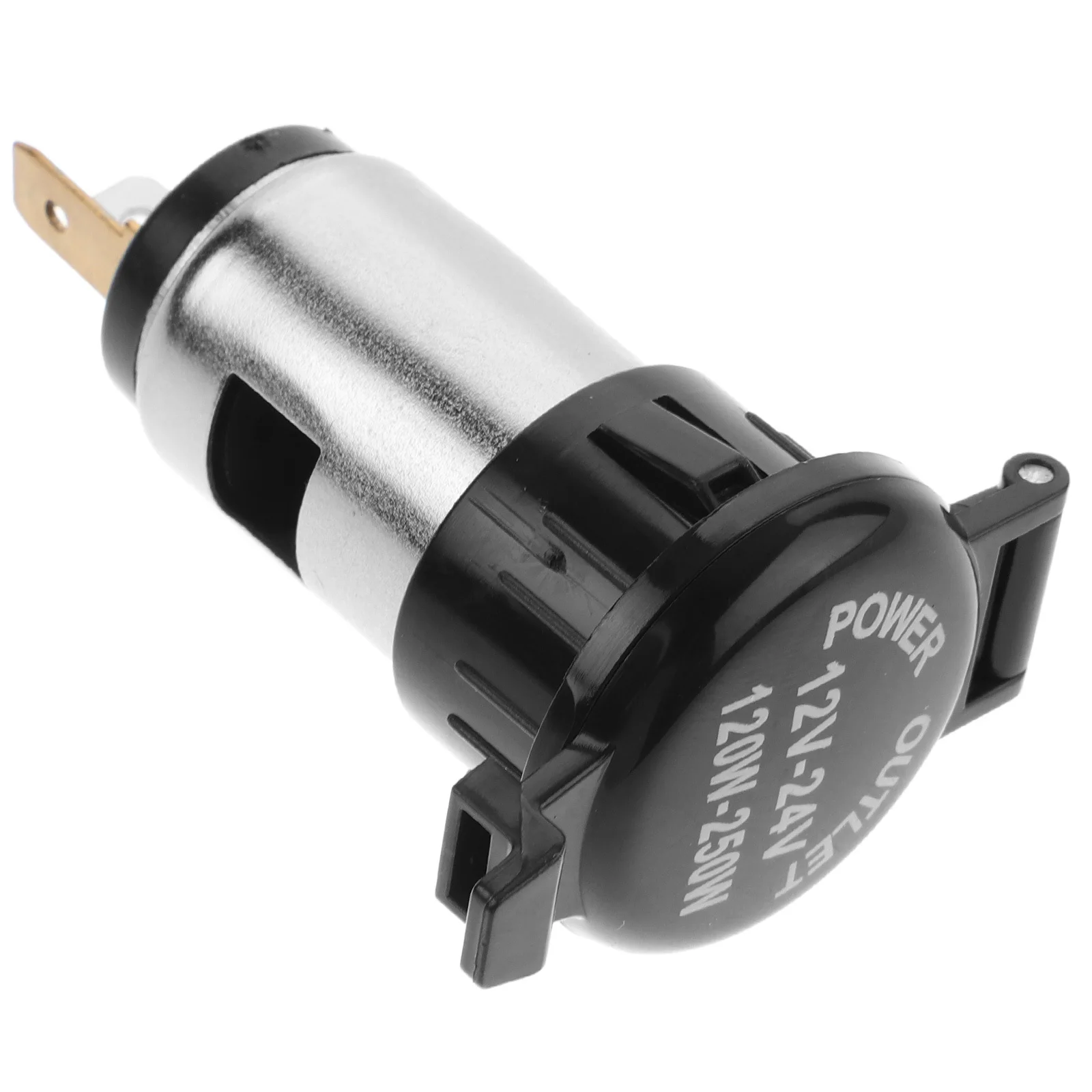

120W 12V Metal Socket Black Silver Waterproof Dustproof Car Motorcycle Power Outlet Plug Flame Retardant