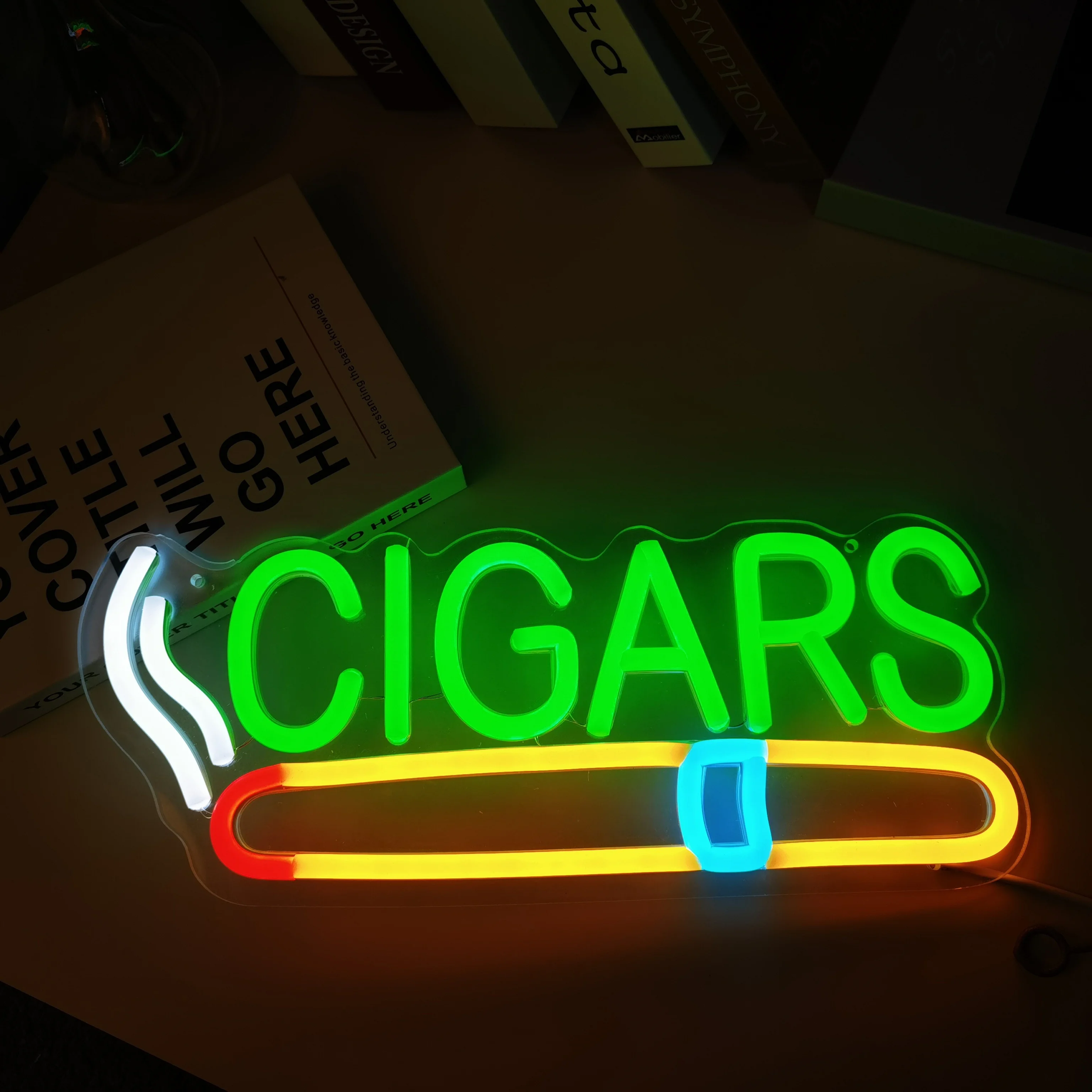 Cigar Shop Neon Sign, For Home Bar Cigar Lounge Decor, Human Cave Light, Neon Light, For Bar, Cafe, Party Or Smoking Shop