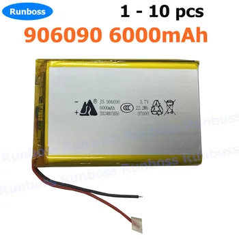 Batterie aste en lithium polymère pour GPS PSP DVD Power Bank, Bluetooth POS Power Bank, Lampe de camping, 906090 V, 3.7 mAh, 6000