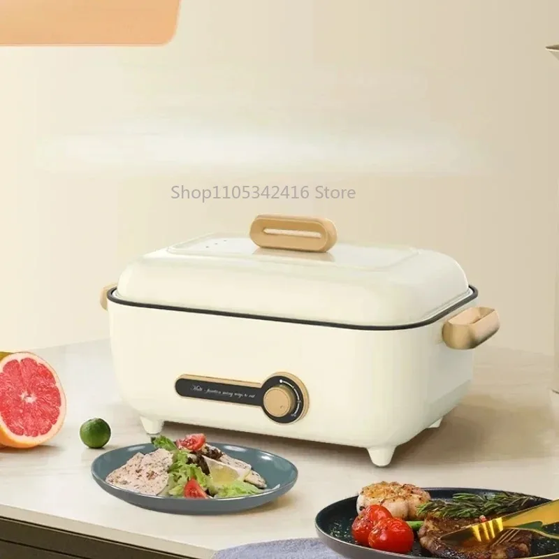 Household Electric Hot Pot, Multi-Function Electric Cooker for Barbecue, Steaming, Boiling & Frying