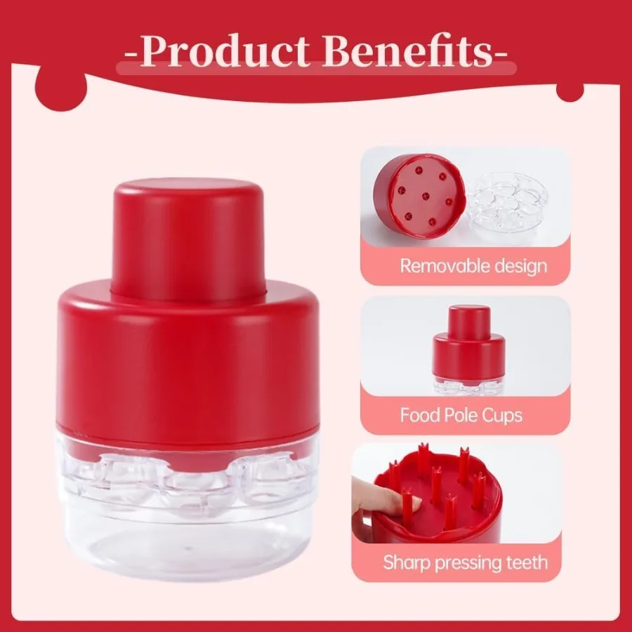 أداة بيتر الكرز المحمولة 7in1 المطورة لعام 2025 مع آلية التحرير السريع لمتجر كعكة المطبخ وإعداد سلطة الفاكهة E