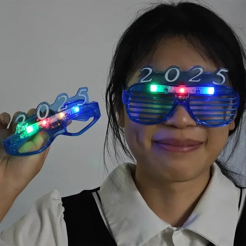 1/10PCS 2025 LED Flashing Glasses Glow in The Dark Neon Glasses Christmas Night Glow Prop for New Year Xmas Party Luminous Decor