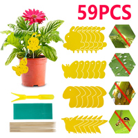 59Pcs Yellow Sticky Fly Trap Dual-Sided Sticky Trap Plastic Bug Insect Gnat Traps Sticky Board for Mosquitos Fungus Gnats Flying