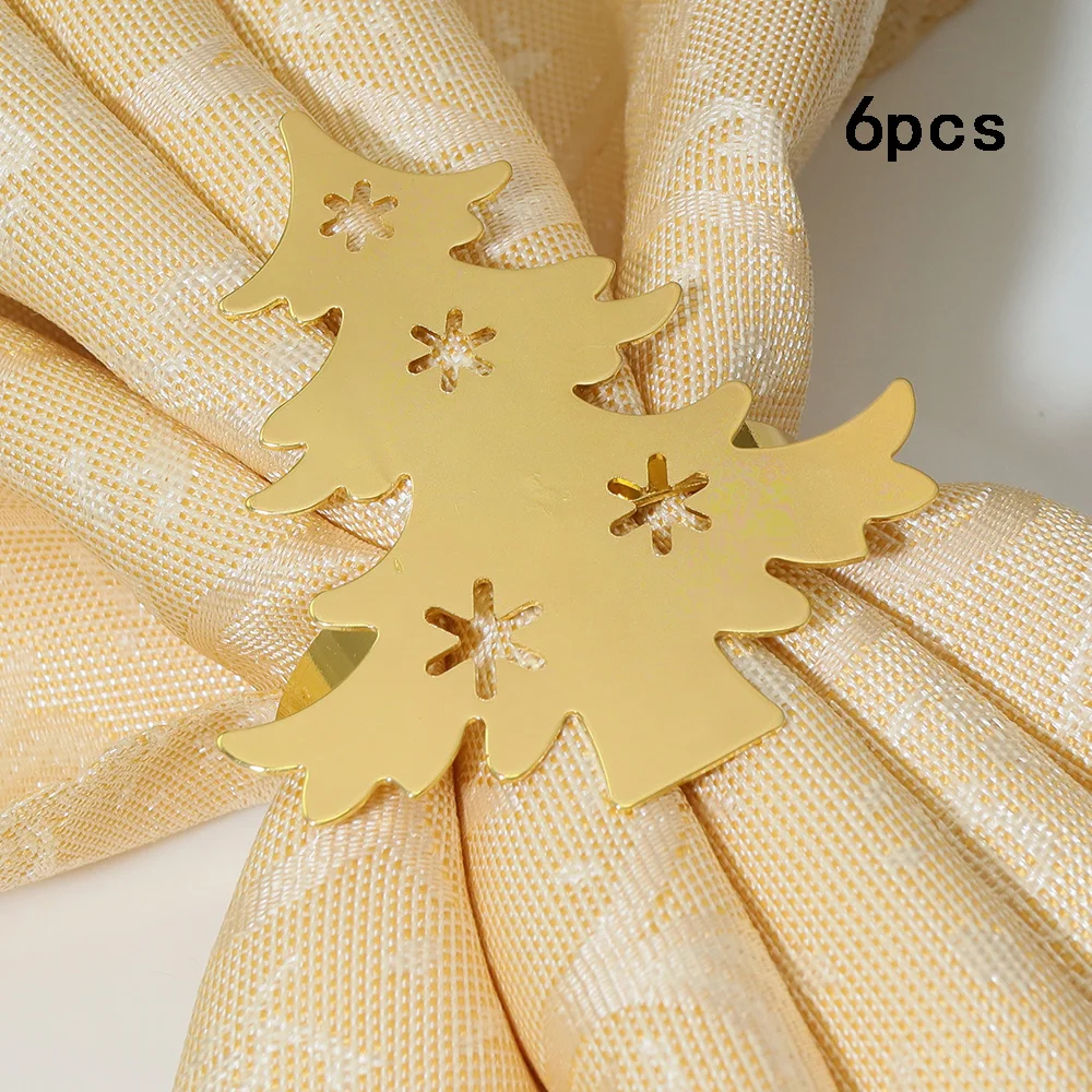ใหม่ 3/5pcs ต้นคริสต์มาสแหวนผ้าเช็ดปากคริสต์มาสแหวนผ้าเช็ดปากผู้ถือ Golden Napkin BUCKLE Xmas วันขอบคุณพระเจ้าห้องรับประทานอาหารตกแต่งตาราง