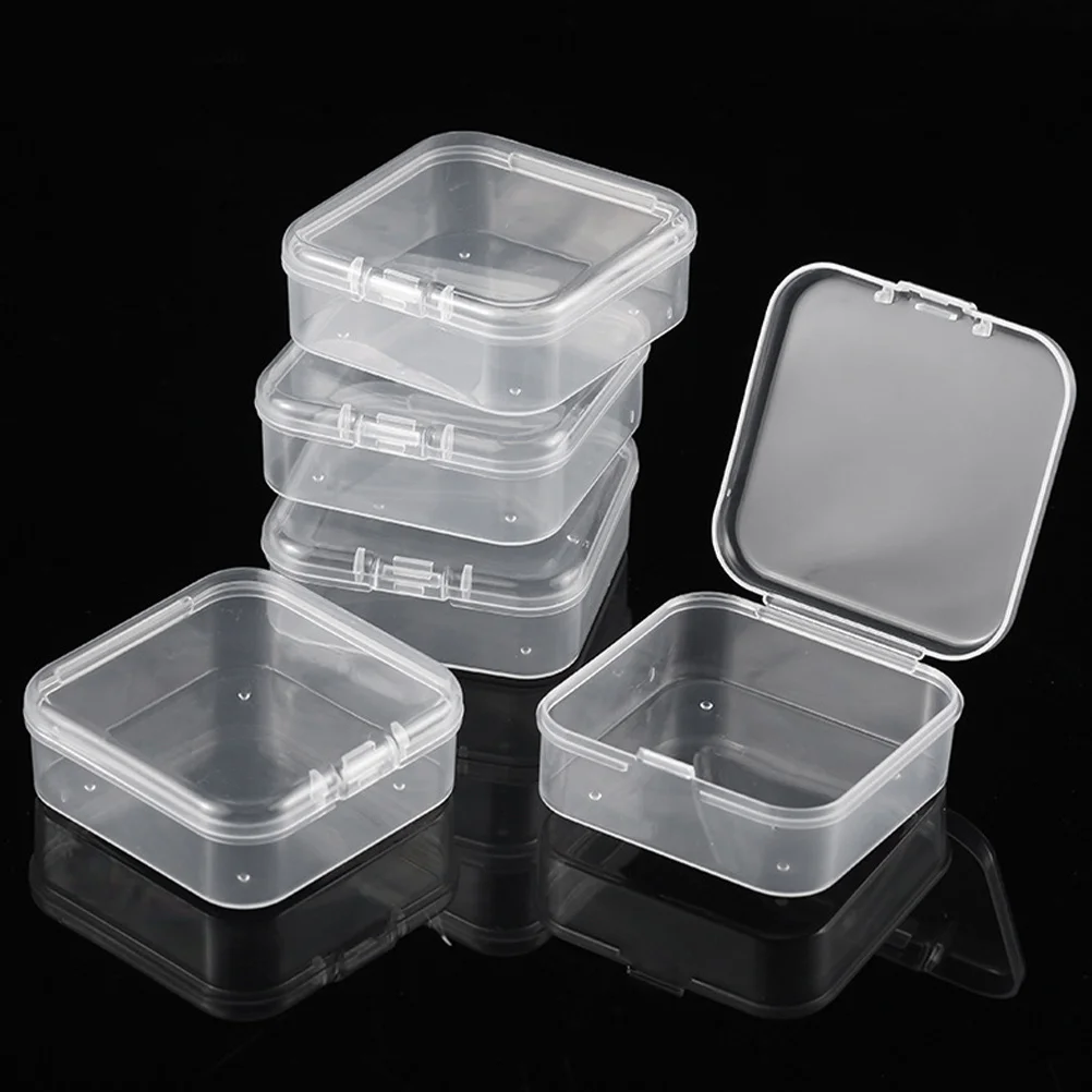 

55Pcs Transparent Square Storage Boxes Mini Clear Organizer Containers for Jewelry Crafts Beads Small Plastic Storage Cases with