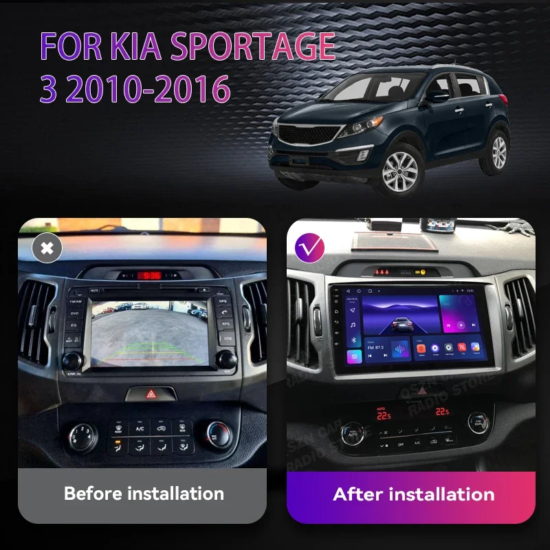 For Kia Sportage 3 SL 2010-2016 Android Car Radio Multimedia Video Player Navigation GPS 4G Carplay Auto Audio Stereo Head Unit