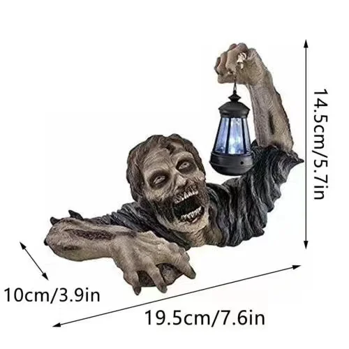 Estatua de Zombie de Halloween con linterna Solar LED, escultura de linterna de Zombie de resina creativa, resina impermeable, nuevo