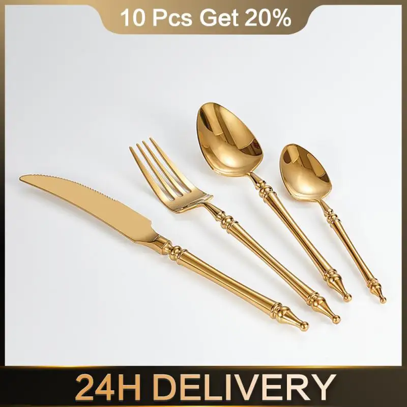 Dessert Spoons Silverware Stainless Steel Teaspoon Kitchen Tool Legendary Tableware Portable Gold Tableware Cutlery Set Durable