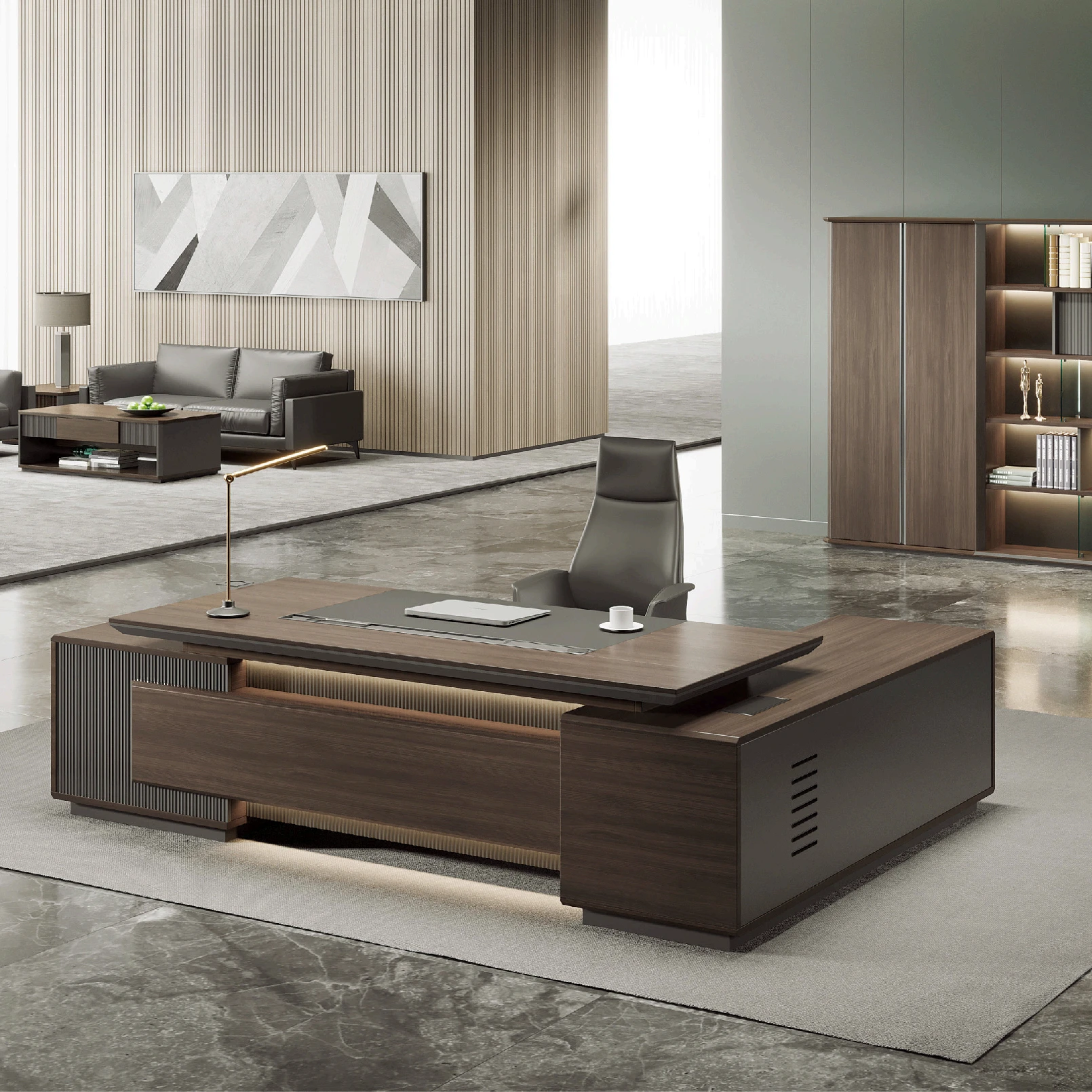 High Quality Office Furniture L-Shaped Executive Desk Durable Boss Workstation With Built-In Cable Management