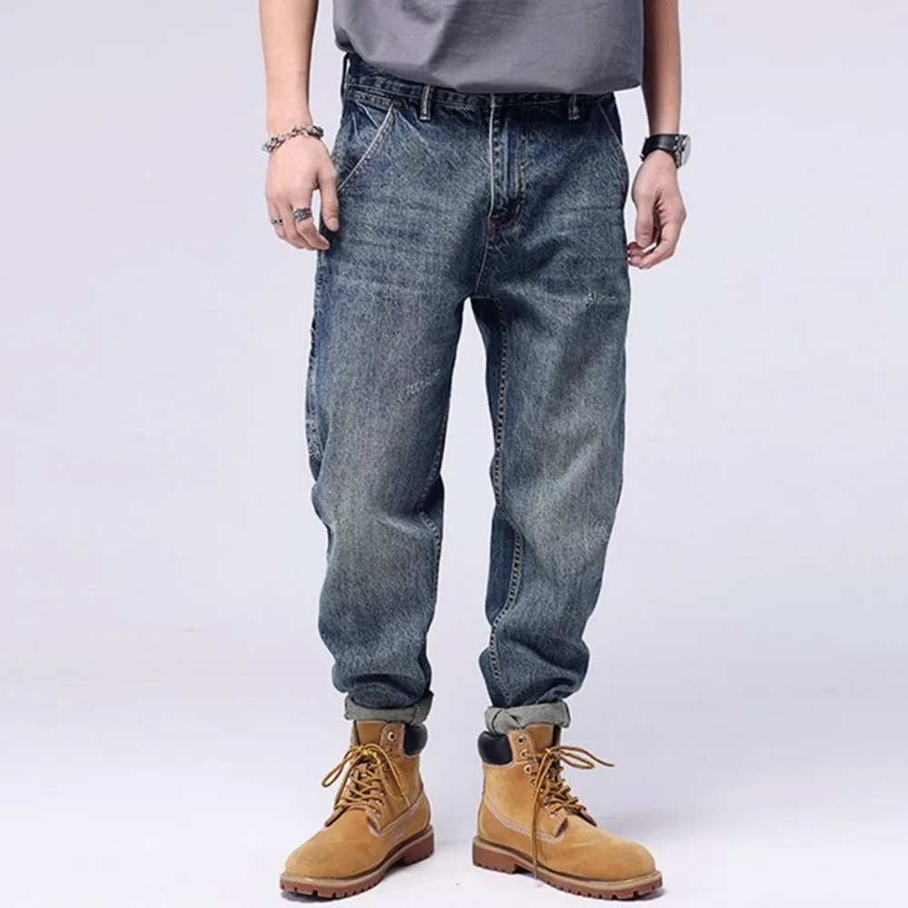 Men's Cargo Vintage Jeans Loose Straight Casual Pants Invisible Open Crotch Outdoor Sex Streetwear Plus Size Cowboy Long Pant