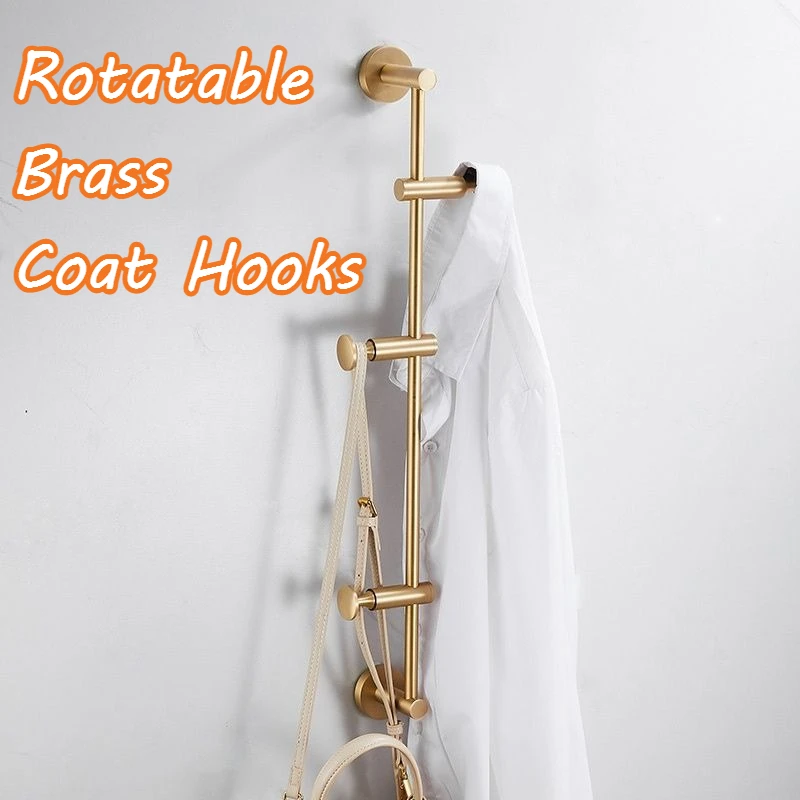 Rotatable Brass Coat Hooks High Load Bearing Rustproof Round Smooth Edge Coat Hooks Simplicity Light Luxury Durable Home Storage