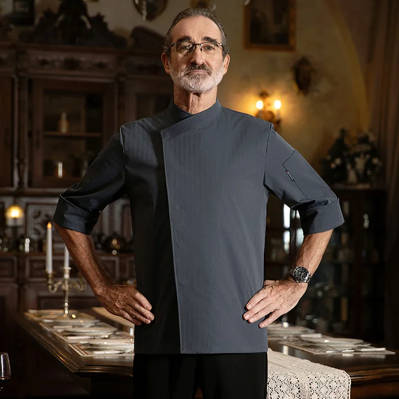 Vêtements de travail de Chef à manches mi-longues, automne hiver, Restaurant, Cuisine occidentale, restauration, cantine, cuisson de gâteaux, vêtements de pain