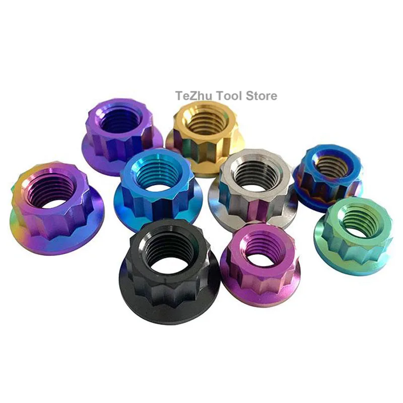 1PCS M8 M10 TC4 Titanium Alloy 12 Point Nut Motorcycle Modification Titanium Nuts Multiple Colors