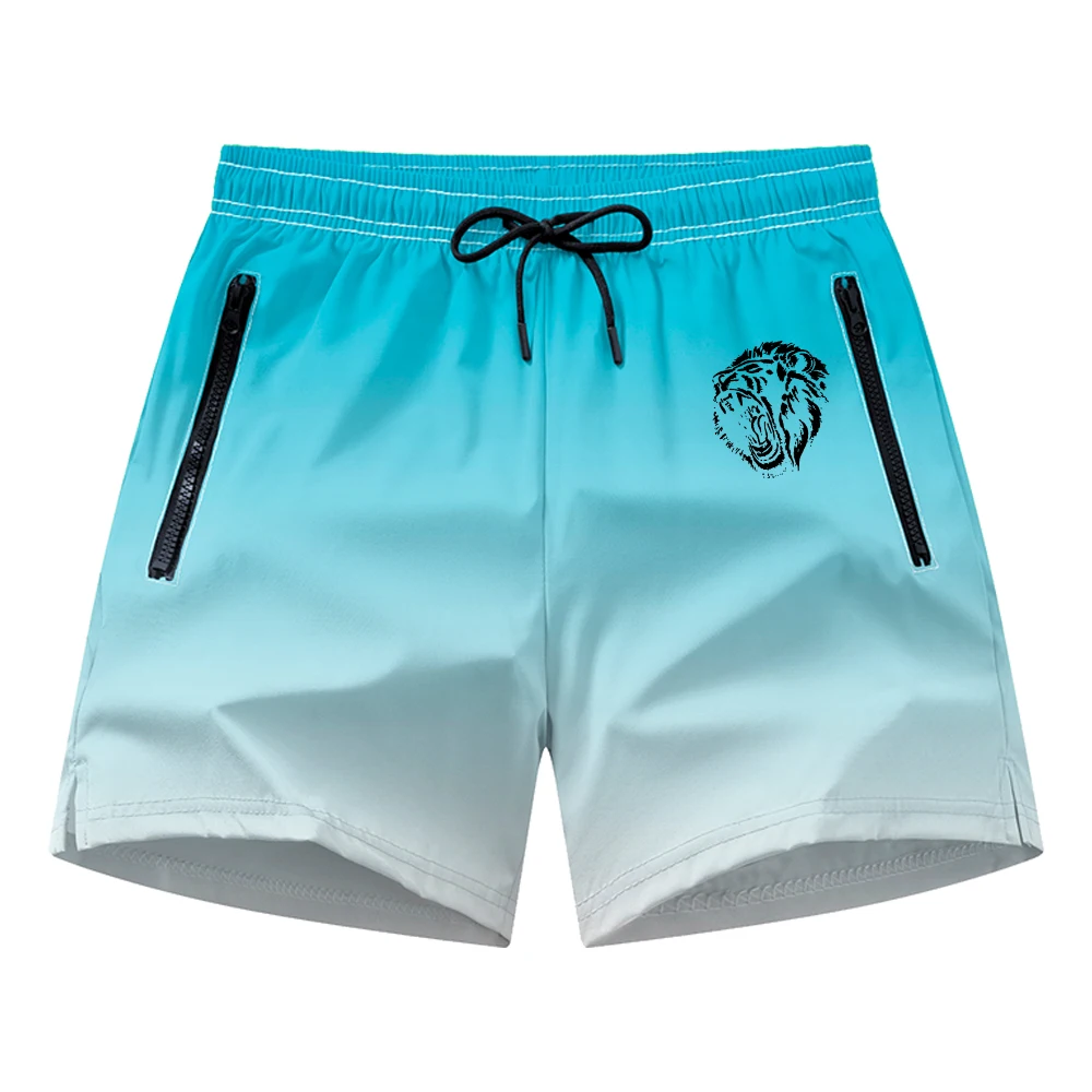 

Men's Gradient Color Quick Dry Shorts Drawstring Elastic Waist Beach Shorts Outdoor Fitness Running Breathable Casual Shorts