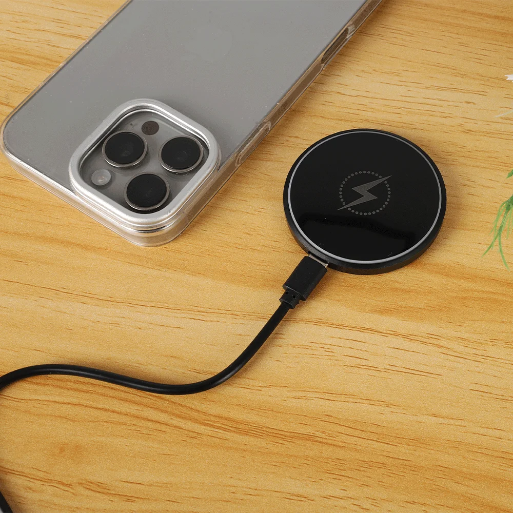 Wireless Charger, Compatible with iPhone, Samsung Phones & Apple Earphones. Induction Fast Charging Dock Pad, Compact & Portable